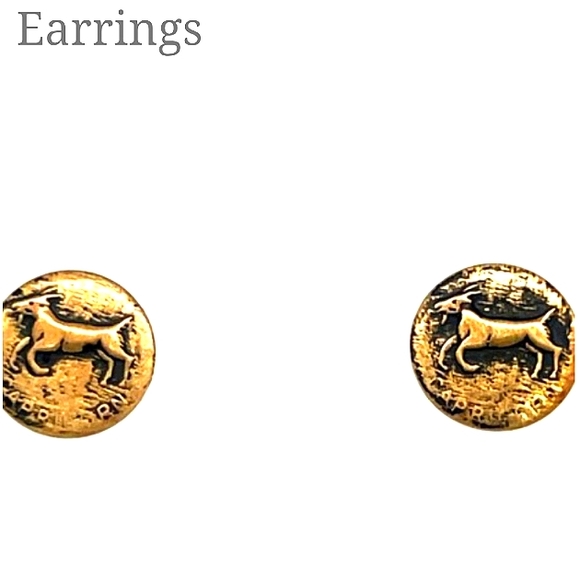 14K Yellow Gold Capricorn Disc Earrings